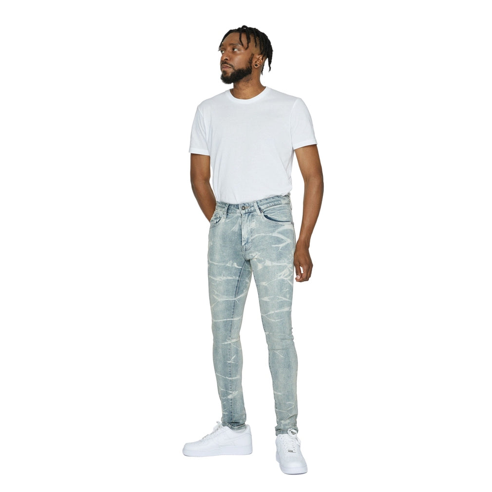 Smoke Rise Lightning Effect Jeans - Industrial Blue