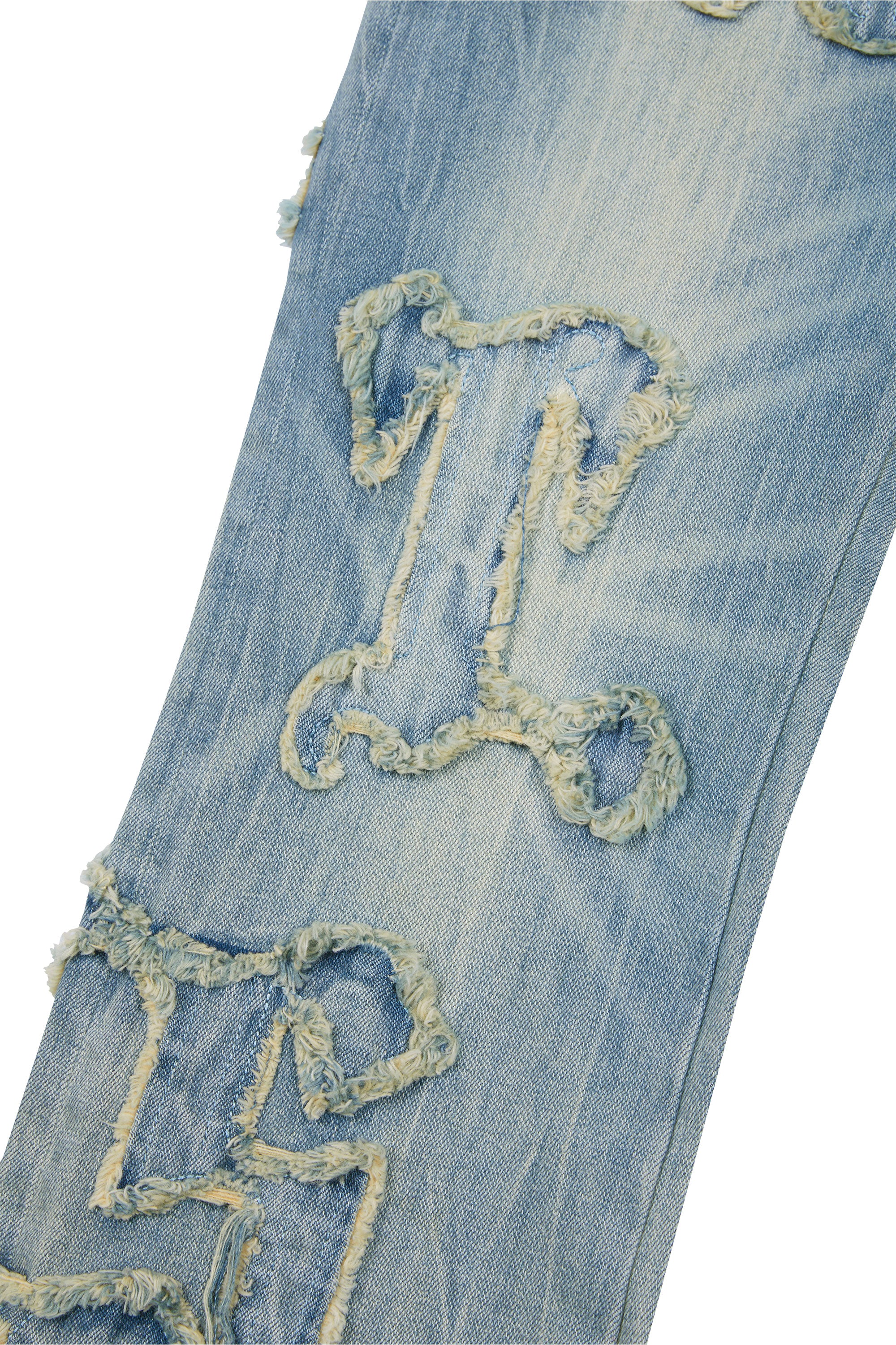 Letter Applique Jeans - Geneva Blue