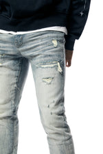 Rip And Repair Denim Jeans - Geneva Blue