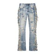 Frayed Stacked Denim Jeans - Bergen Blue