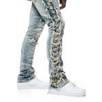 Frayed Stacked Denim Jeans - Bergen Blue