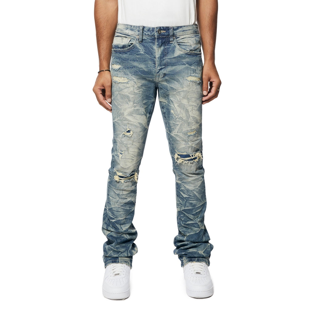 Smoke Rise Essential Stacked Denim Jeans - Hunter Blue