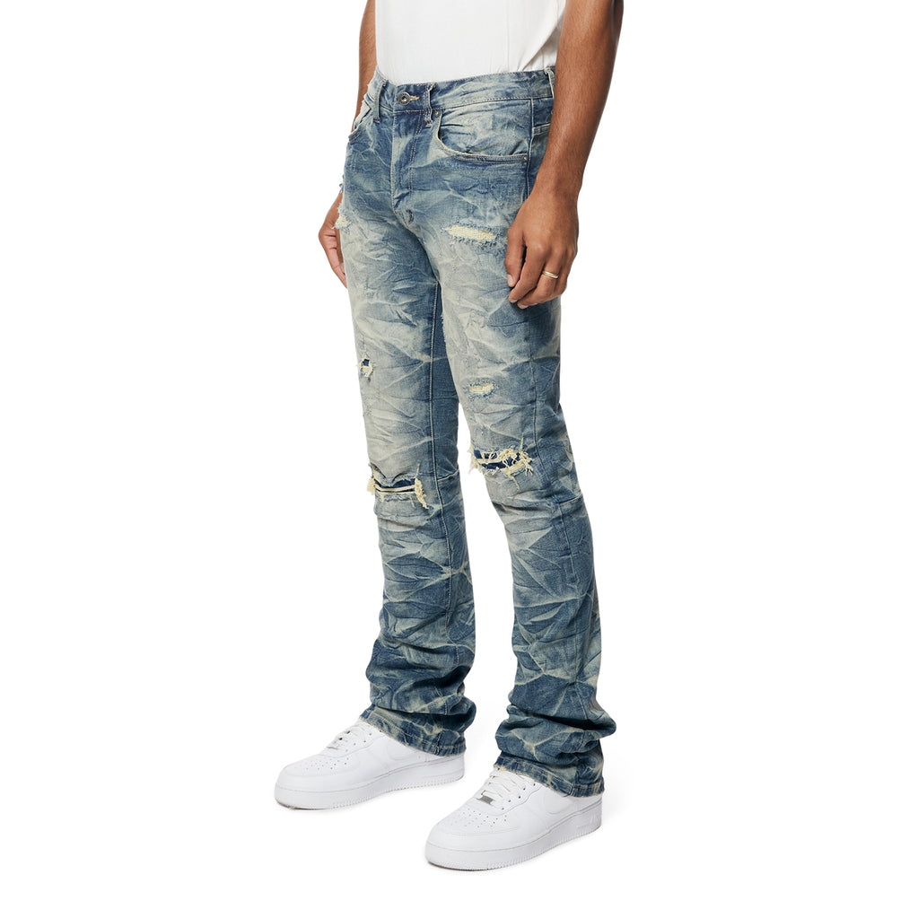 Smoke Rise Essential Stacked Denim Jeans - Hunter Blue