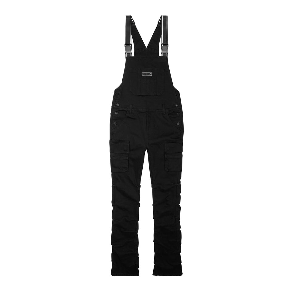 Smoke Rise Stacked Utility Denim Overalls - Jet Black