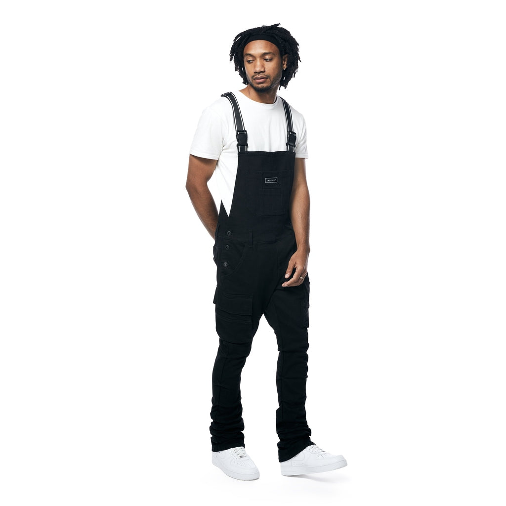 Smoke Rise Stacked Utility Denim Overalls - Jet Black