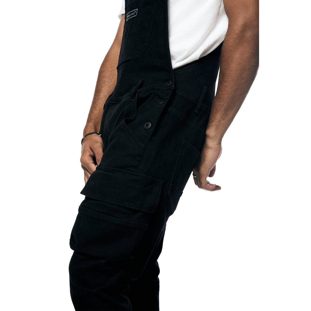 Smoke Rise Stacked Utility Denim Overalls - Jet Black