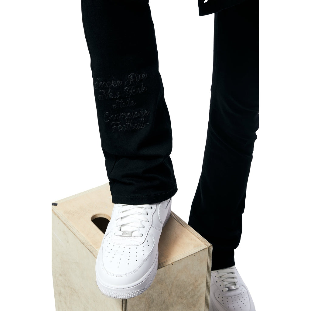 Smoke Rise Varsity Denim Jeans - Black