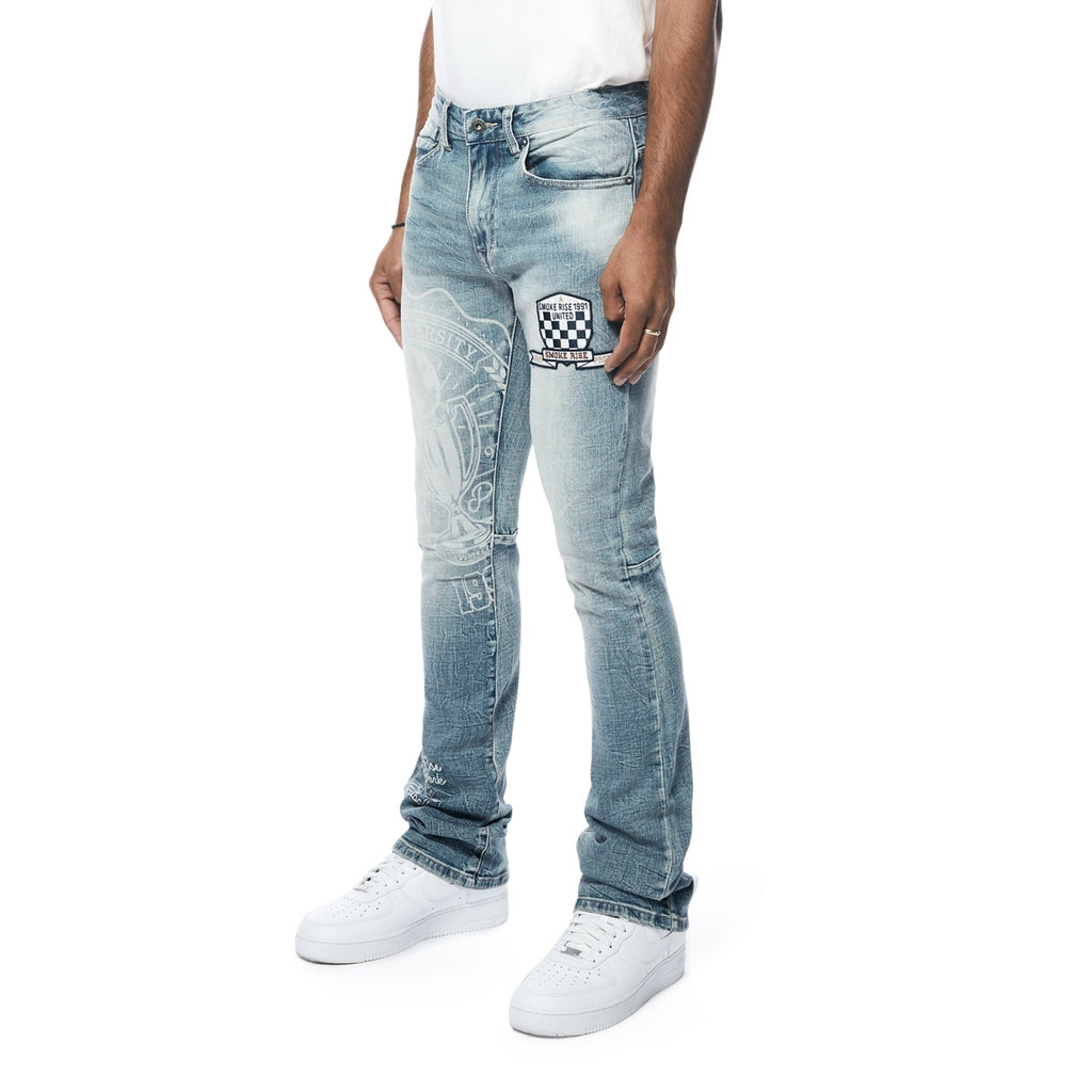 Smoke Rise Varsity Denim Jeans - Canal Blue