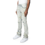 Stencil And Graffiti Denim Jeans - Ombre Blue