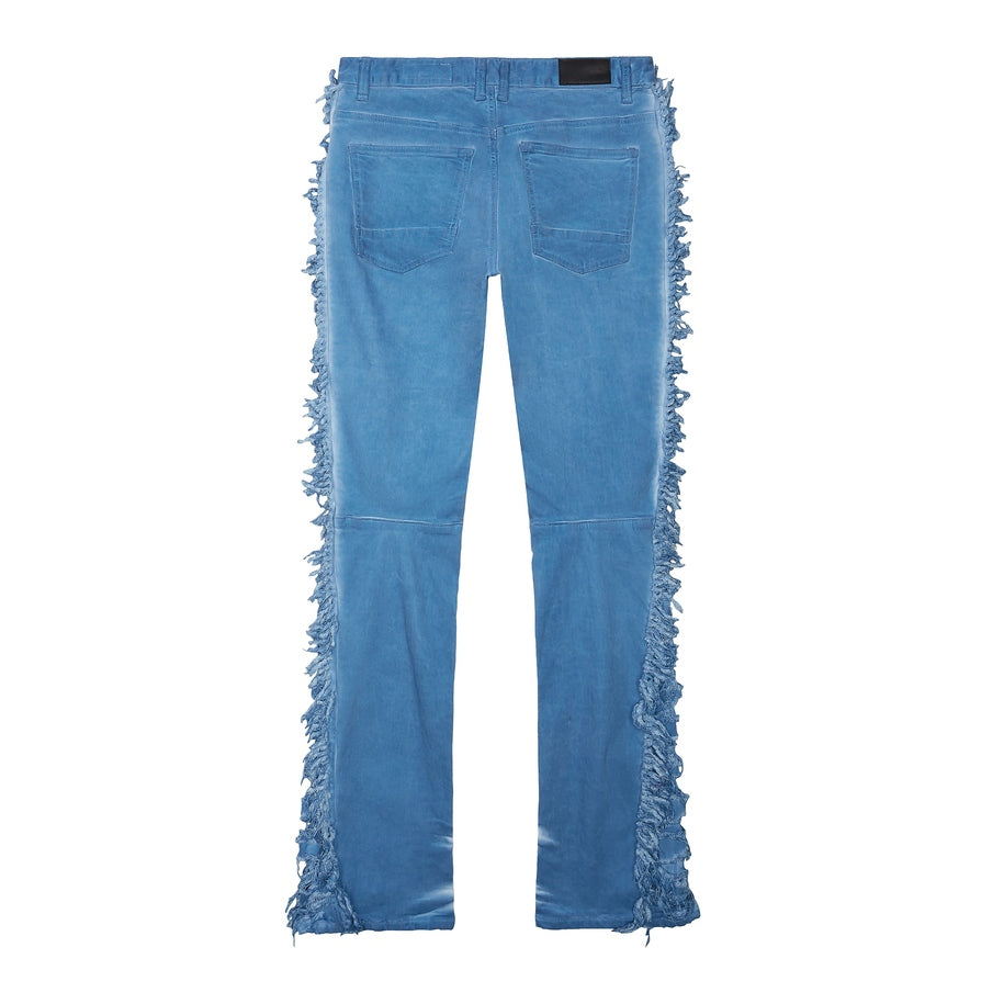 Smoke Rise Frayed Stacked Pigment Dyed Pants - Cool Blue