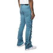 Smoke Rise Frayed Stacked Pigment Dyed Pants - Cool Blue