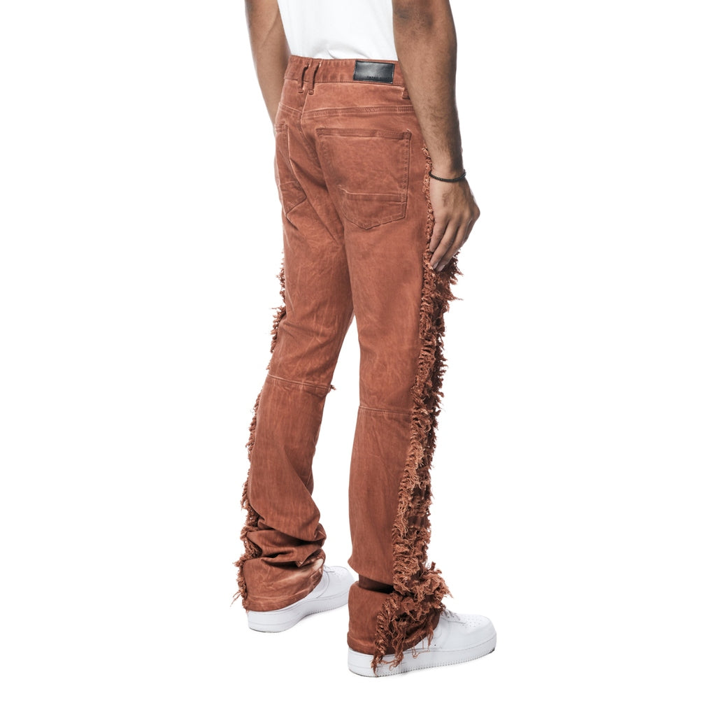 Smoke Rise Frayed Stacked Pigment Dyed Pants - Rust