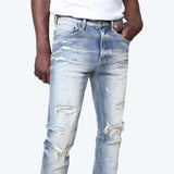 Slim Vintage Washed Jeans - Fennel Blue