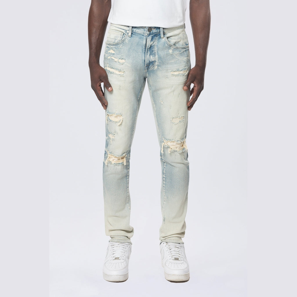 Smoke Rise Slim Vintage Washed Jeans - Ombre Blue