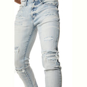 Smoke Rise Vintage Washed Slim Denim Jeans - Santorini Blue