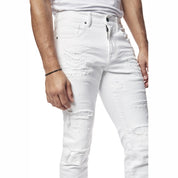 Smoke Rise Vintage Washed Slim Denim Jeans - White