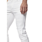 Smoke Rise Vintage Washed Slim Denim Jeans - White