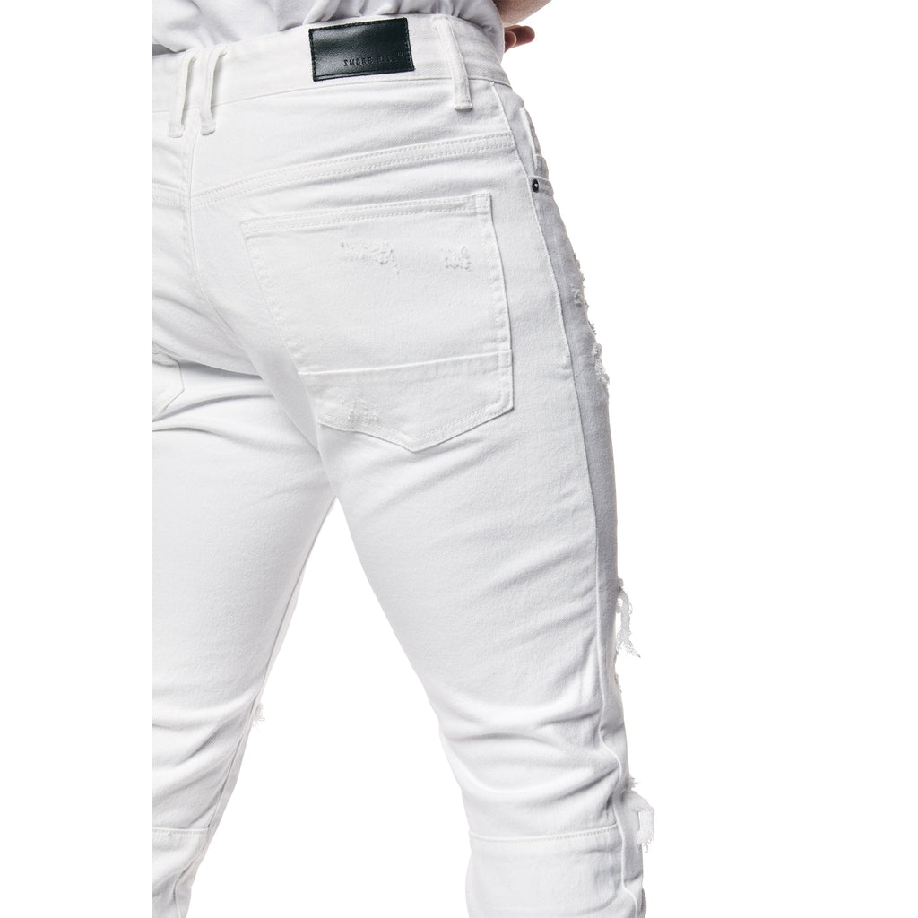 Smoke Rise Vintage Washed Slim Denim Jeans - White