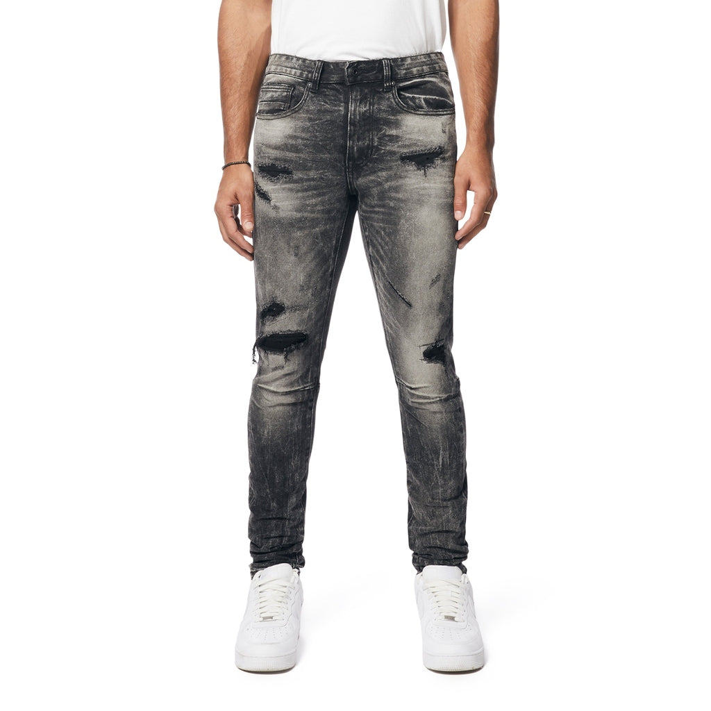 Smoke Rise Vintage Washed Slim Tapered Denim Jeans - Bali Grey