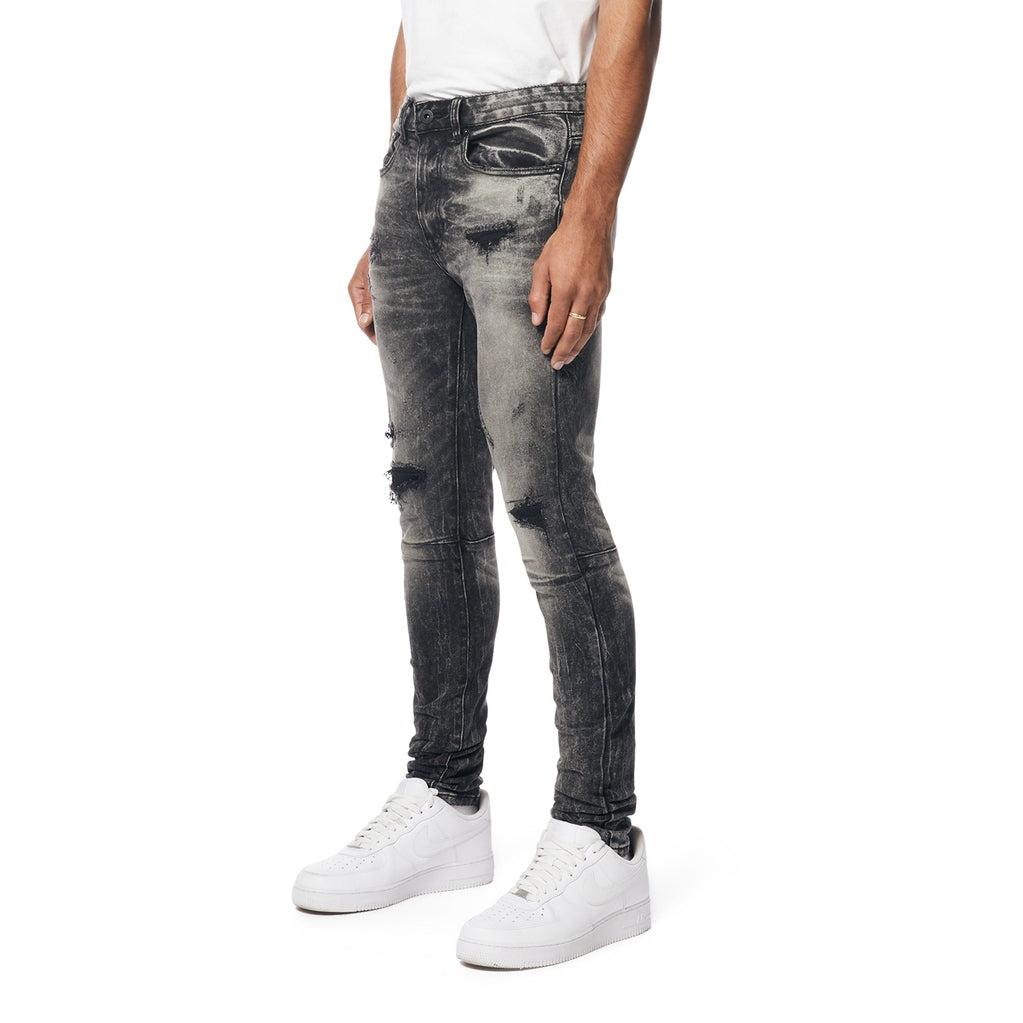 Smoke Rise Vintage Washed Slim Tapered Denim Jeans - Bali Grey