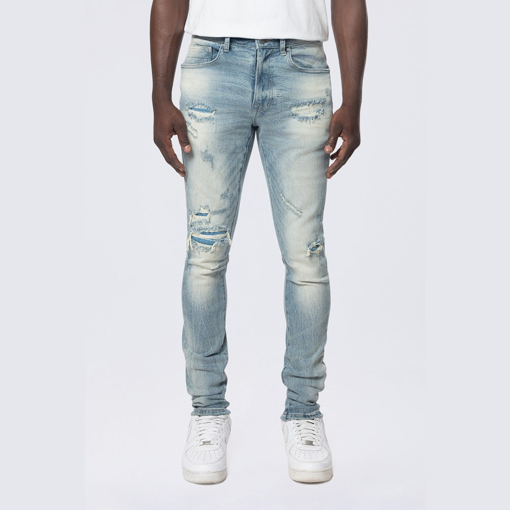 Slim Tapered Vintage Washed Jeans - Bergen Blue