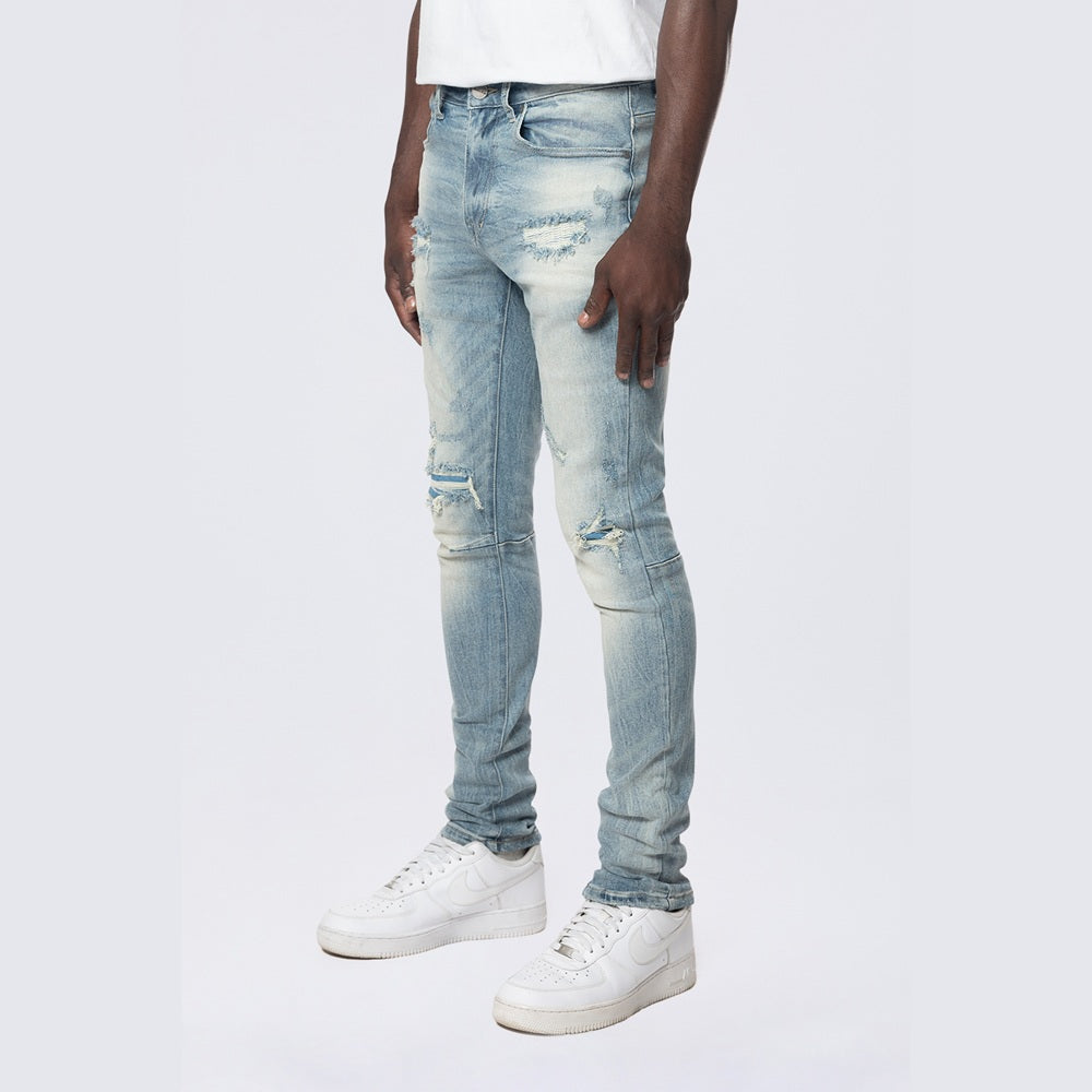 Slim Tapered Vintage Washed Jeans - Bergen Blue