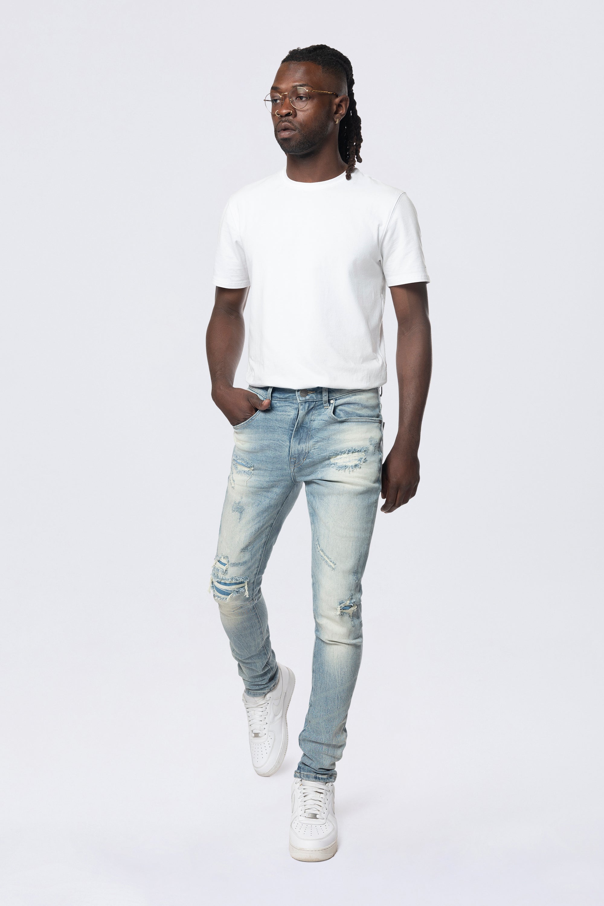 Slim Tapered Vintage Washed Jeans - Bergen Blue