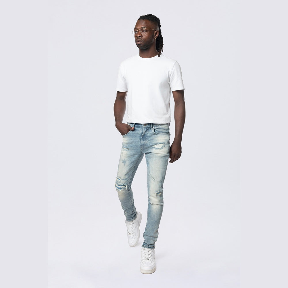 Slim Tapered Vintage Washed Jeans - Bergen Blue
