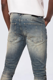 Slim Tapered Vintage Washed Jeans - Village Blue