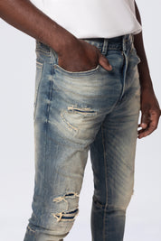 Slim Tapered Vintage Washed Jeans - Village Blue