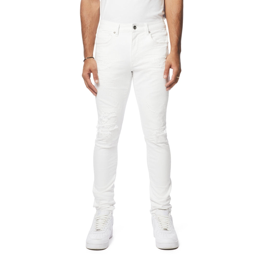 Smoke Rise Vintage Washed Slim Tapered Denim Jeans - White