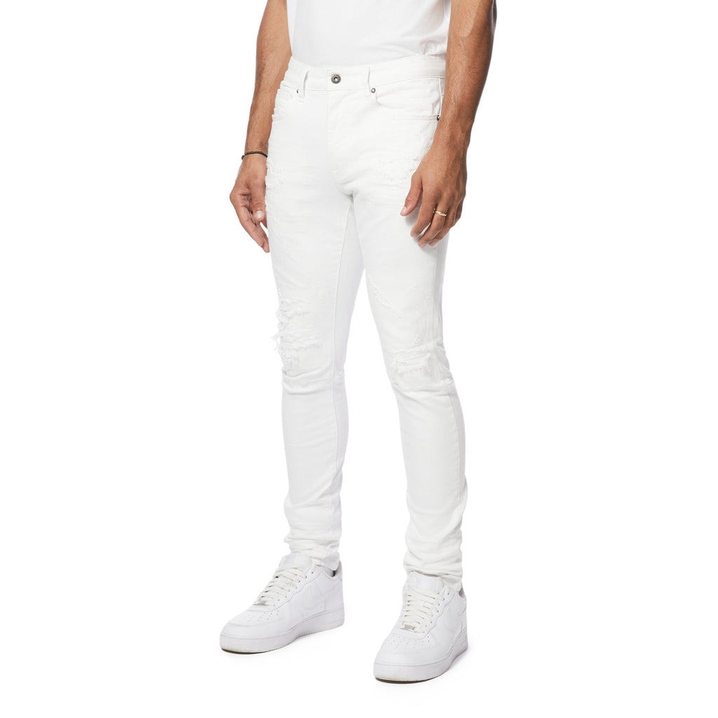 Smoke Rise Vintage Washed Slim Tapered Denim Jeans - White