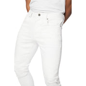 Smoke Rise Vintage Washed Slim Tapered Denim Jeans - White