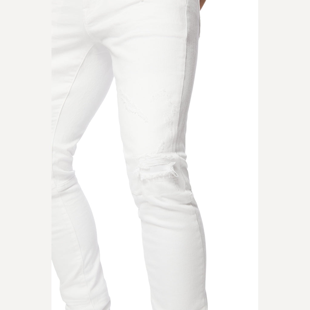 Smoke Rise Vintage Washed Slim Tapered Denim Jeans - White