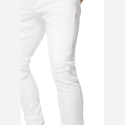 Smoke Rise Vintage Washed Slim Tapered Denim Jeans - White