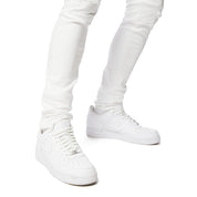 Smoke Rise Vintage Washed Slim Tapered Denim Jeans - White