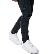 Smoke Rise Rooting Effect Slim Tapered Denim Jeans - Black Matrix