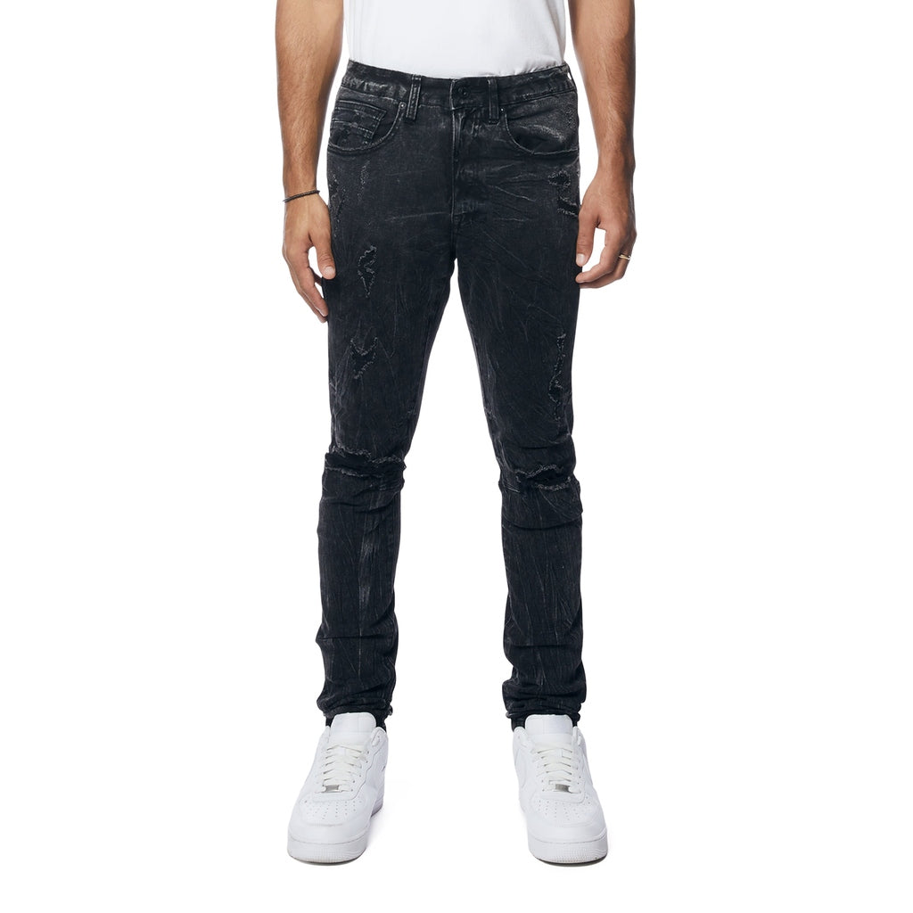 Smoke Rise Rooting Effect Slim Tapered Denim Jeans - Black Matrix