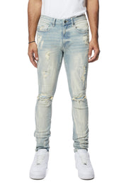 Rooting Effect Slim Tapered Denim Jeans - Seville Blue