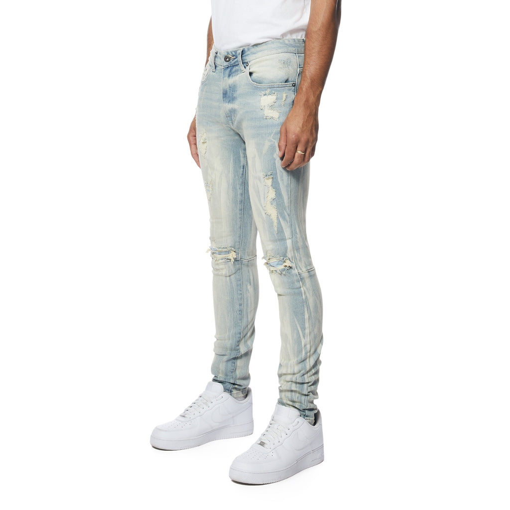 Smoke Rise Rooting Effect Slim Tapered Denim Jeans - Seville Blue