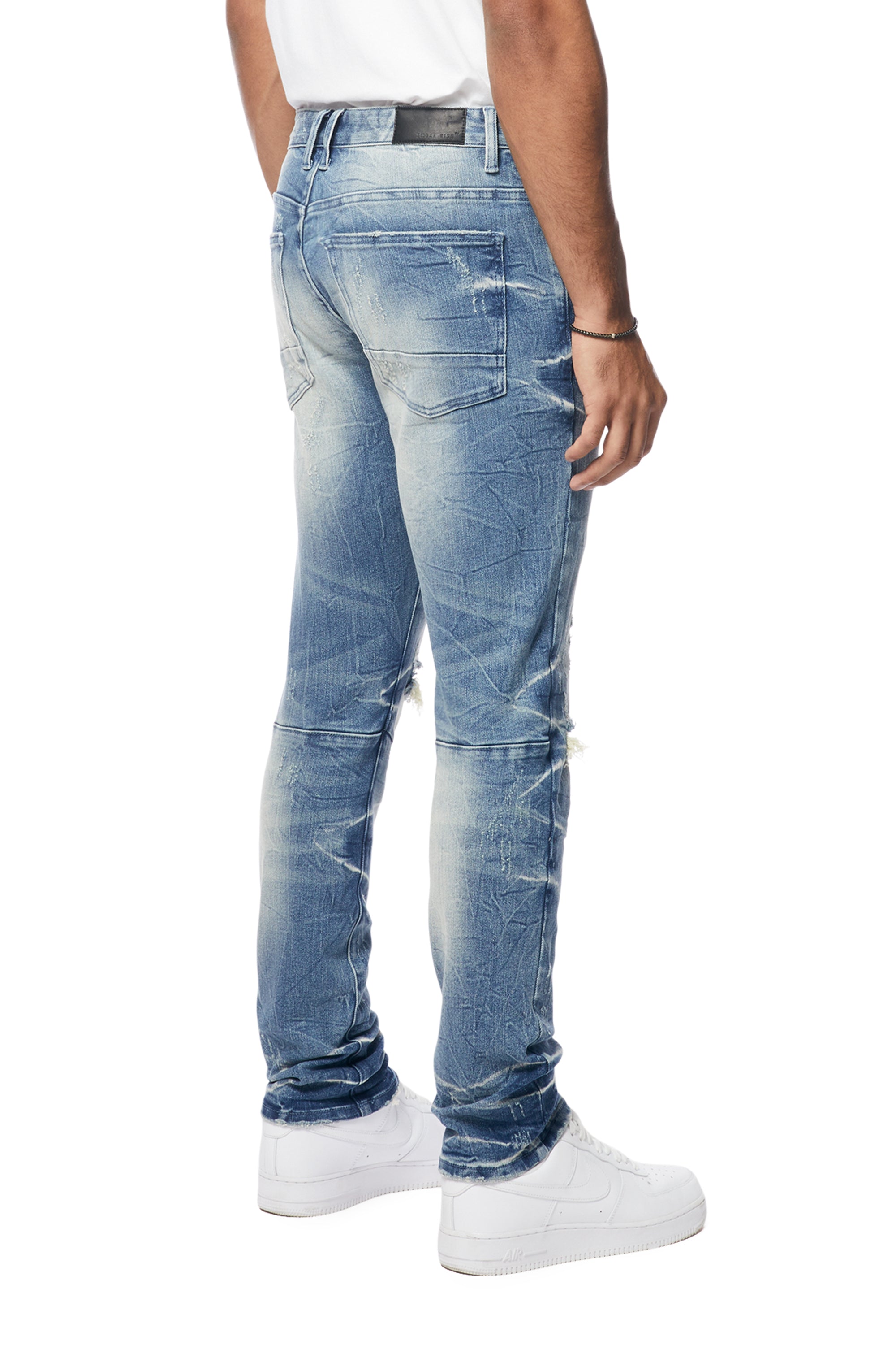 Wave Effect Slim Denim Jeans - Clairmont Blue