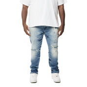 Smoke Rise Big and Tall Big and Tall - Wave Effect Denim Jeans - Clairmont Blue
