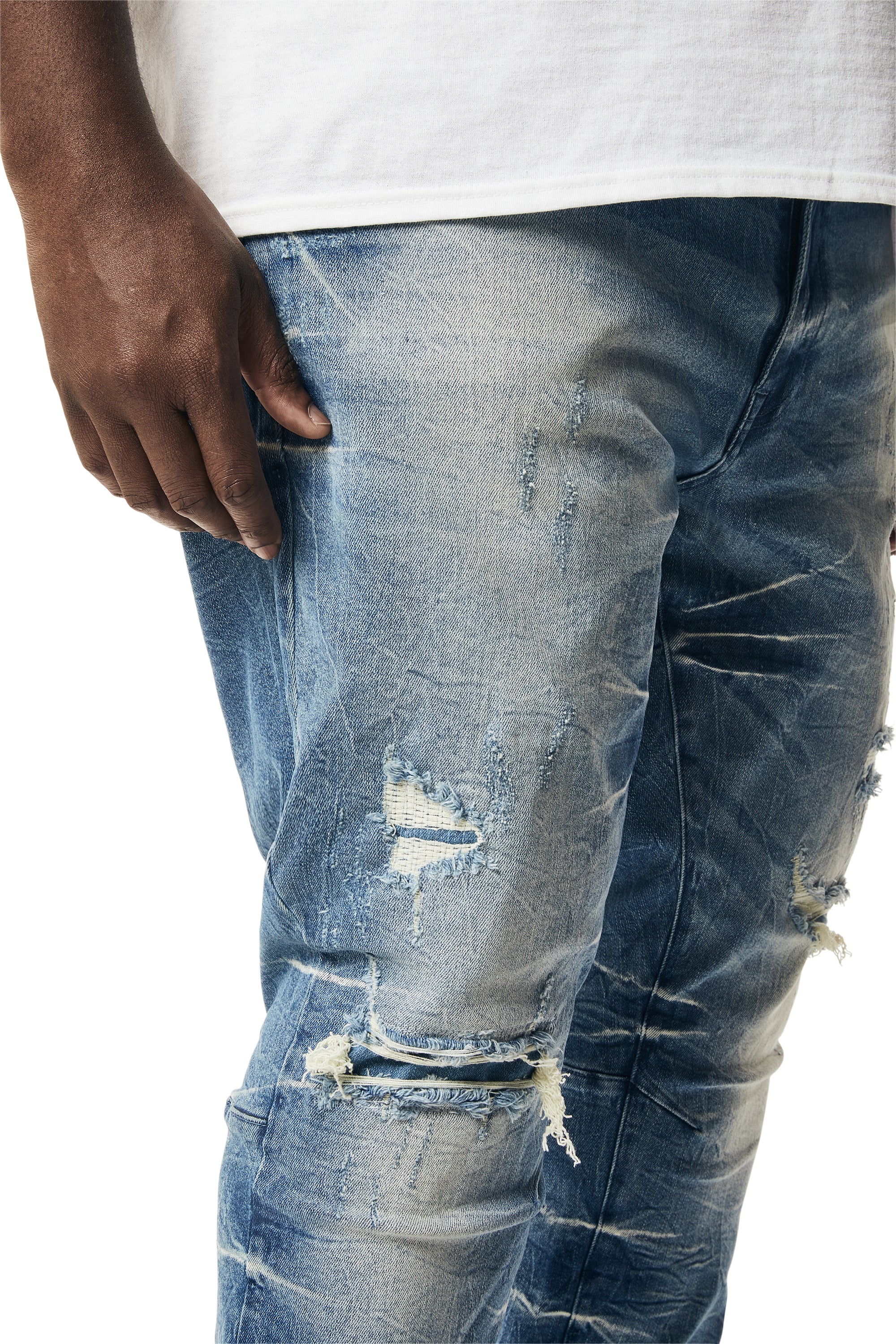 Big and Tall - Wave Effect Denim Jeans - Clairmont Blue