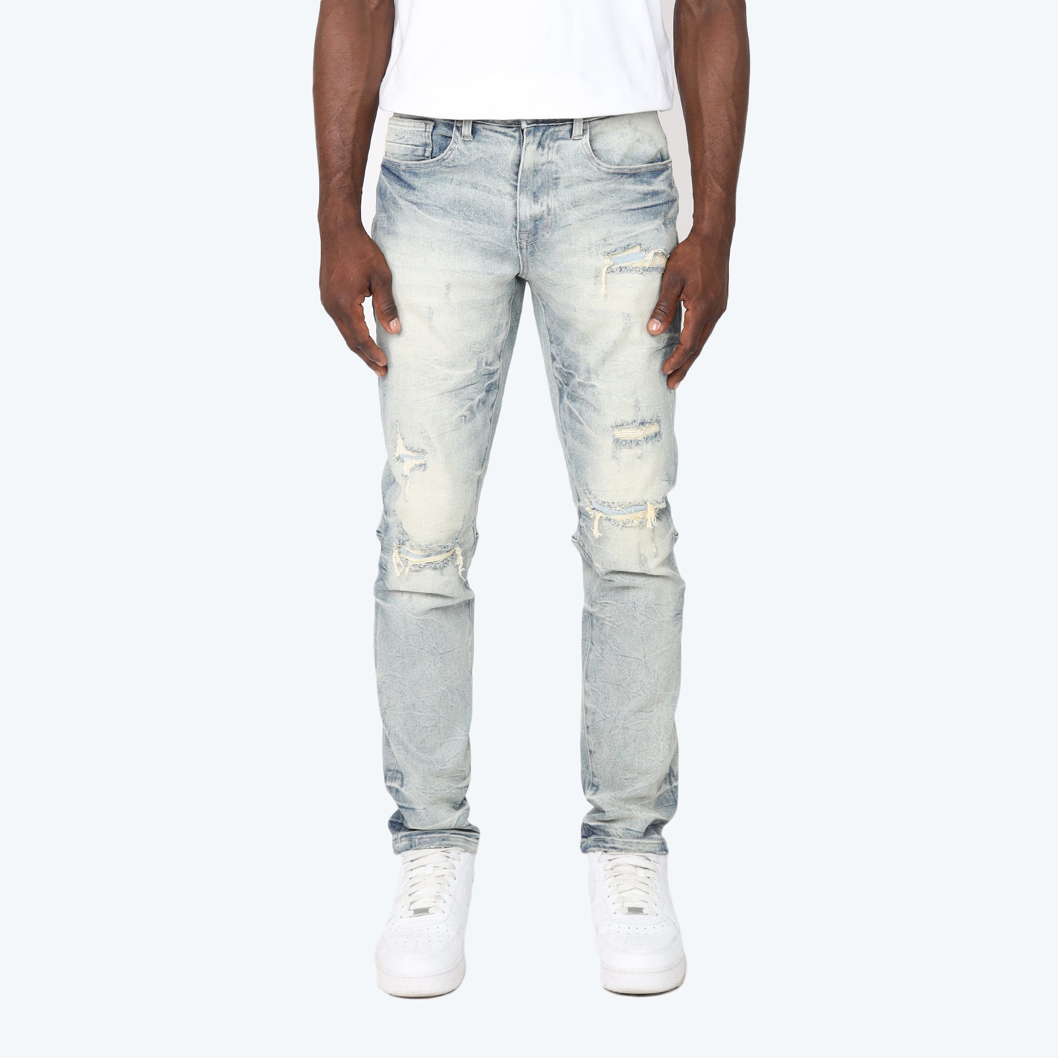 Slim Wave Effect Jeans - Maple Blue