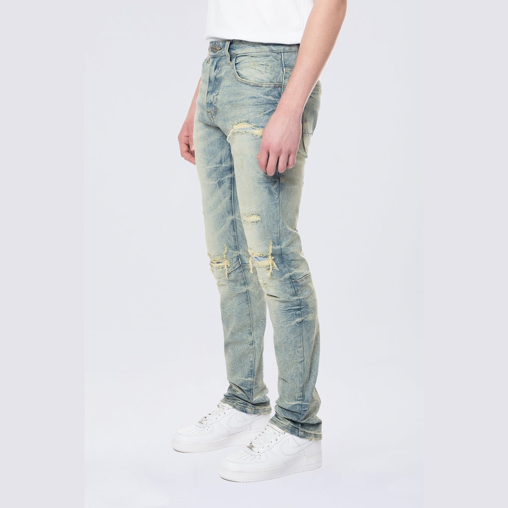 Smoke Rise Slim Wave Effect Jeans - Mechanical Blue