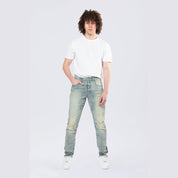 Smoke Rise Slim Wave Effect Jeans - Mechanical Blue