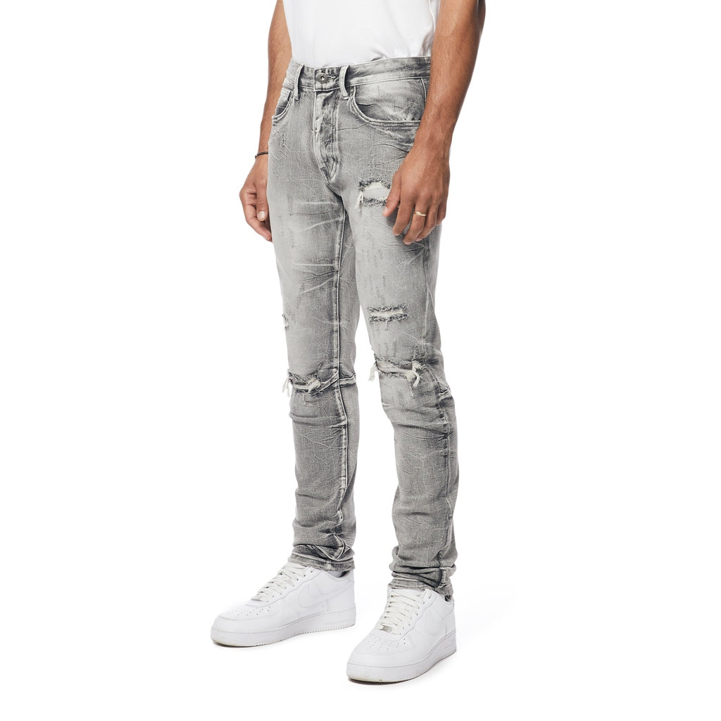 Smoke Rise Wave Effect Slim Denim Jeans - Union Grey