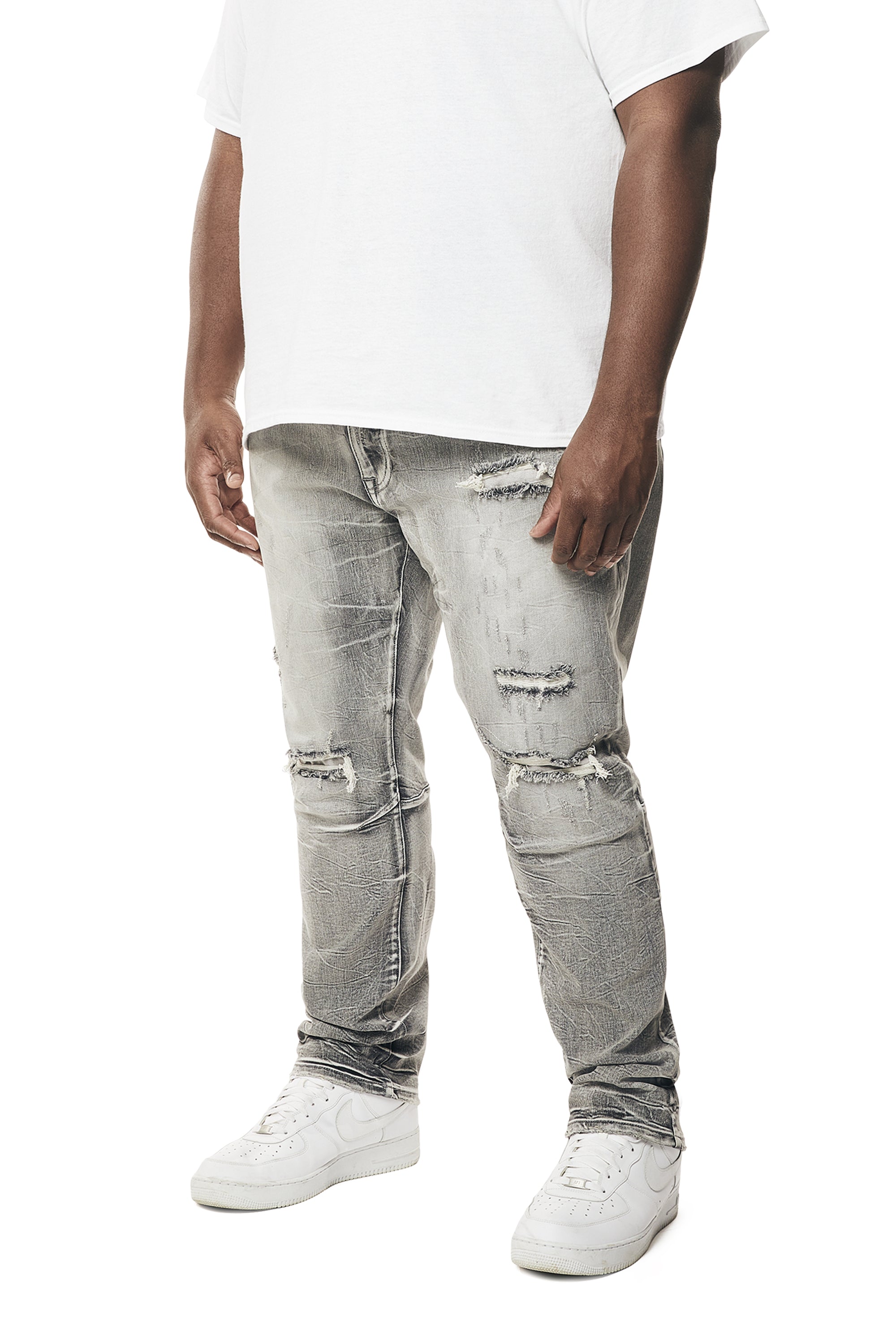 Big and Tall - Wave Effect Denim Jeans - Union Grey