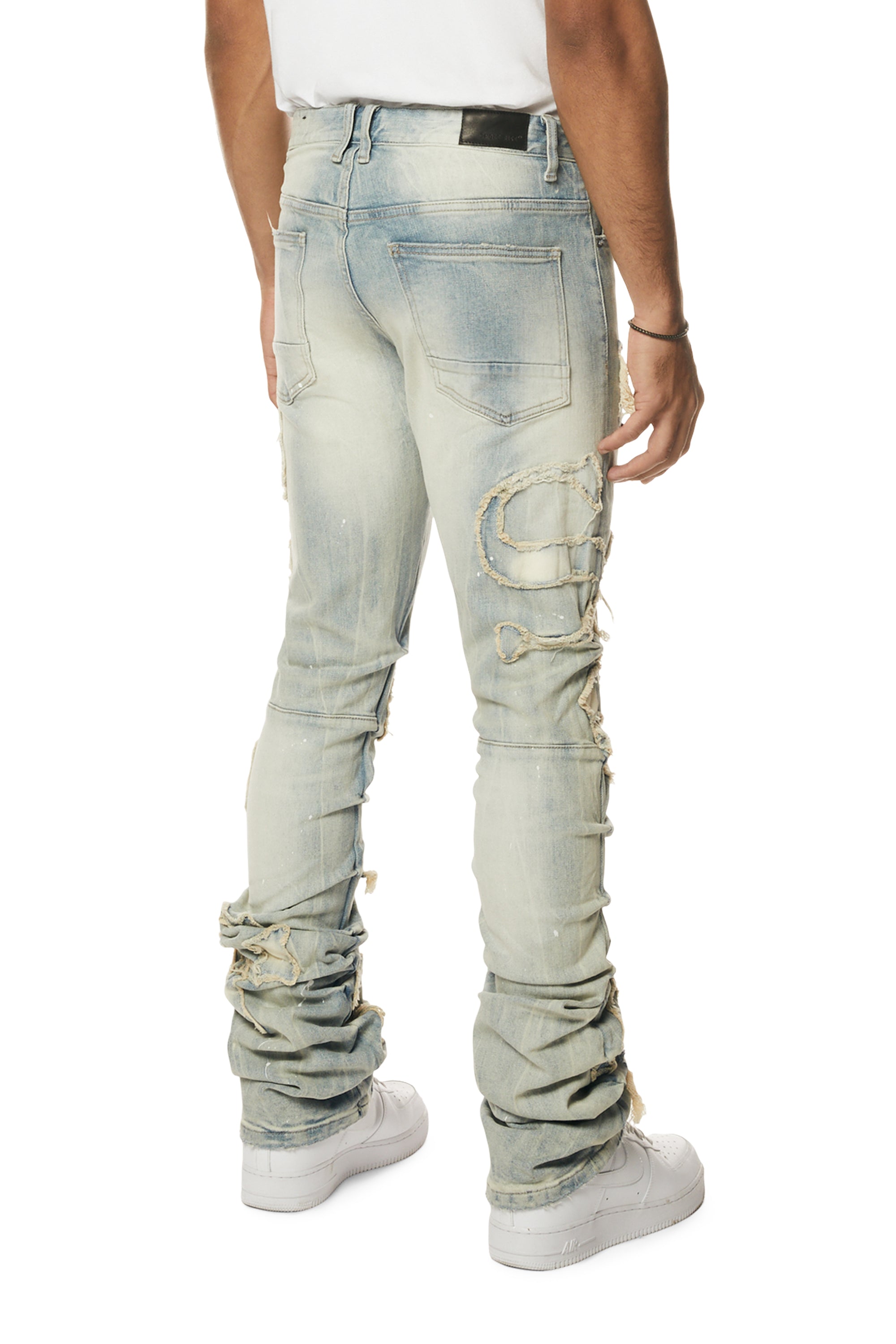 Blue Denim Stacked Jeans Made to Order -  Canada