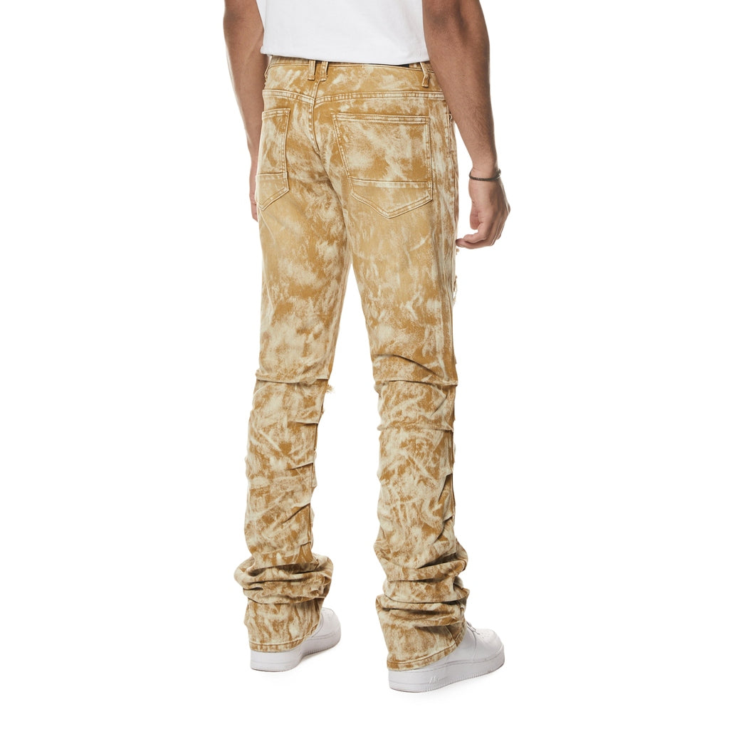 Smoke Rise Colored Lazy Stacked Lazy Stacked Flared Denim Jeans - Frappe
